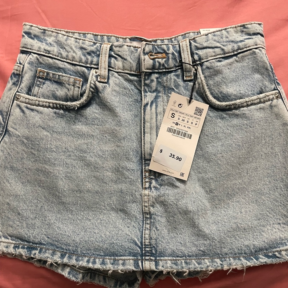 High Rise Denim Skort